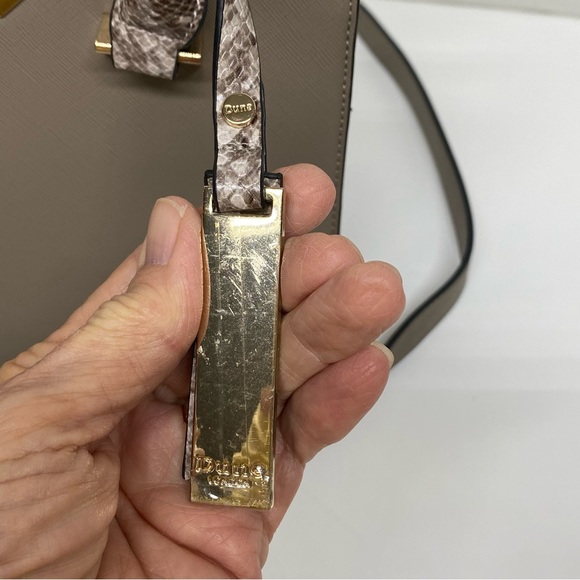 Dune London Purse Bag Satchel w/2Handles Beige w/Gold Accents Detachable Strap - Picture 7 of 16